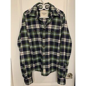 Abercrombie & Fitch Muscle Plaid Long Sleeve Soft Flannel Button Up Shirt XL Y2K